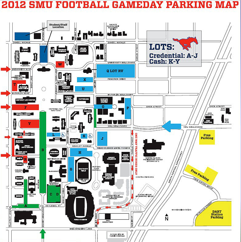Game Day Parking Map - SMU